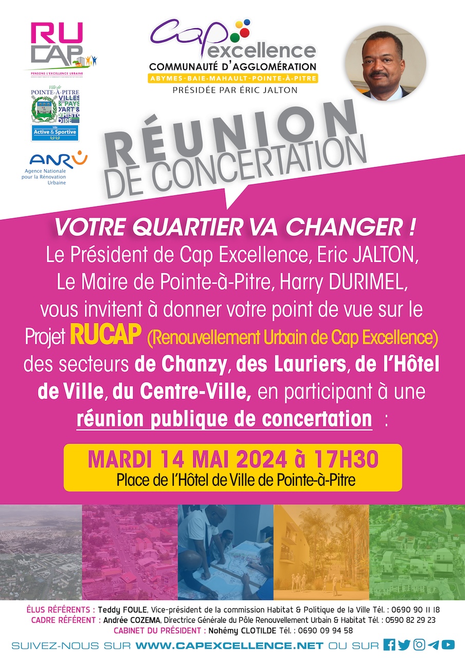 Réunion publique: secteurs de Chanzy, des Lauriers, de l’Hôtel de Ville et du Centre-ville à Pointe-à-Pitre